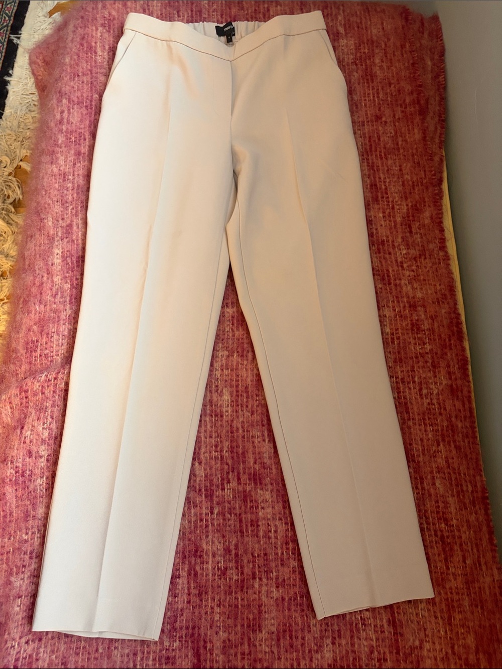 Theory Straight-Leg Dress Pants in Light Beige